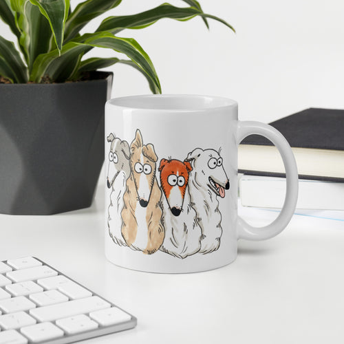 Four borzois mug